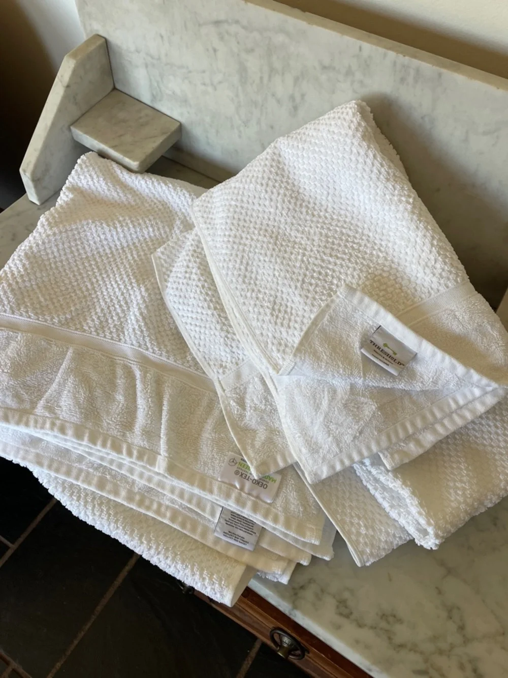 THRESHOLD White Cotton Waffle Weave Bath Sheets Set of 2